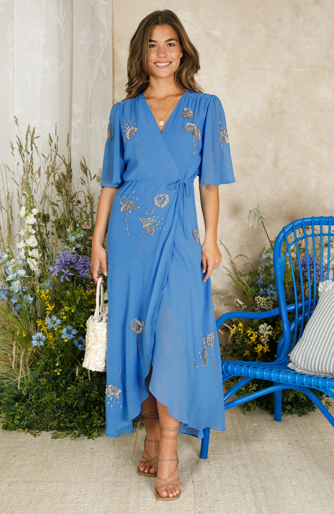 The Mallory Embellished Wrap Dress