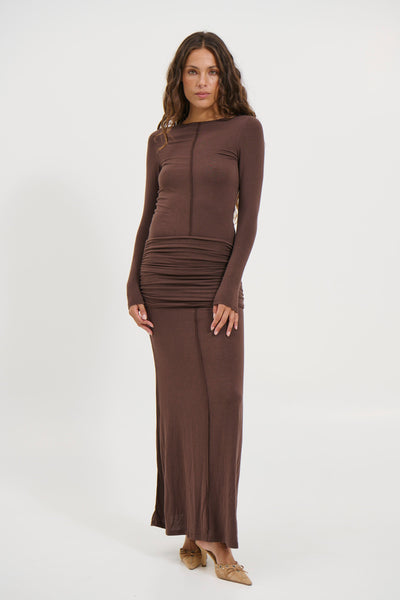 Anisa Maxi Dress Chocolate