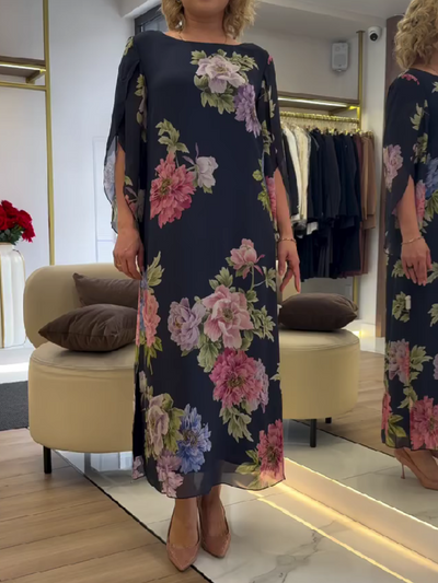 Unique Floral Print Maxi Dress