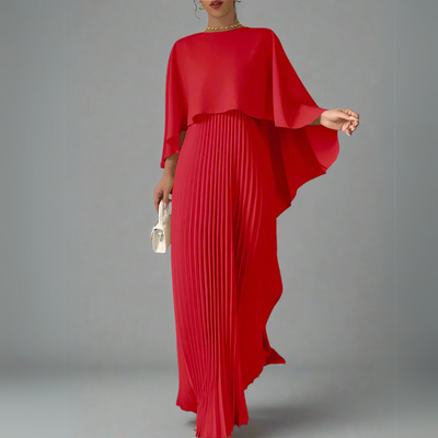 Cape High-Low Maxi Dress