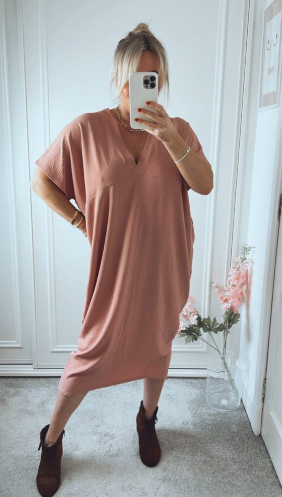 Caroline V Neck Narrow Hem Dress