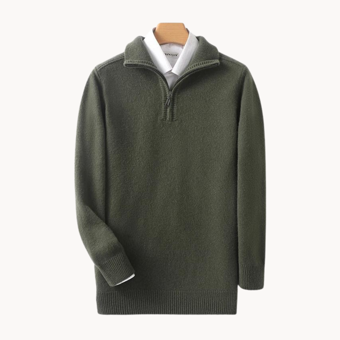 Merino Wool Quarter Zip Sweater