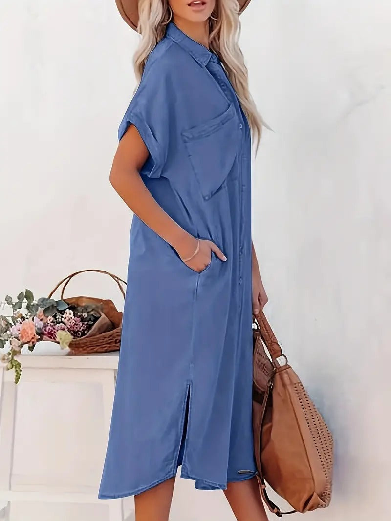 Samira-Shirt dress with fixed pockets