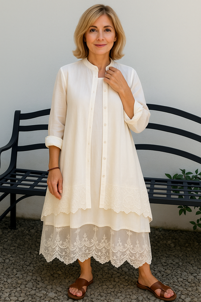 Women's Lace Dress Suit（Dress and Cardigan）