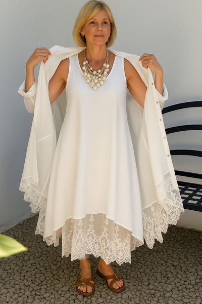 Women's Lace Dress Suit（Dress and Cardigan）