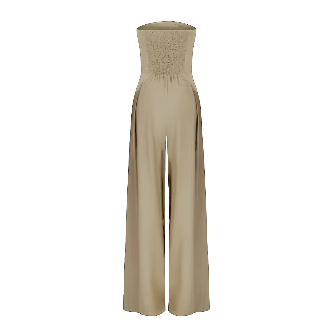 Strapless jumpsuit with corset effect