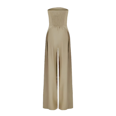 Strapless jumpsuit with corset effect