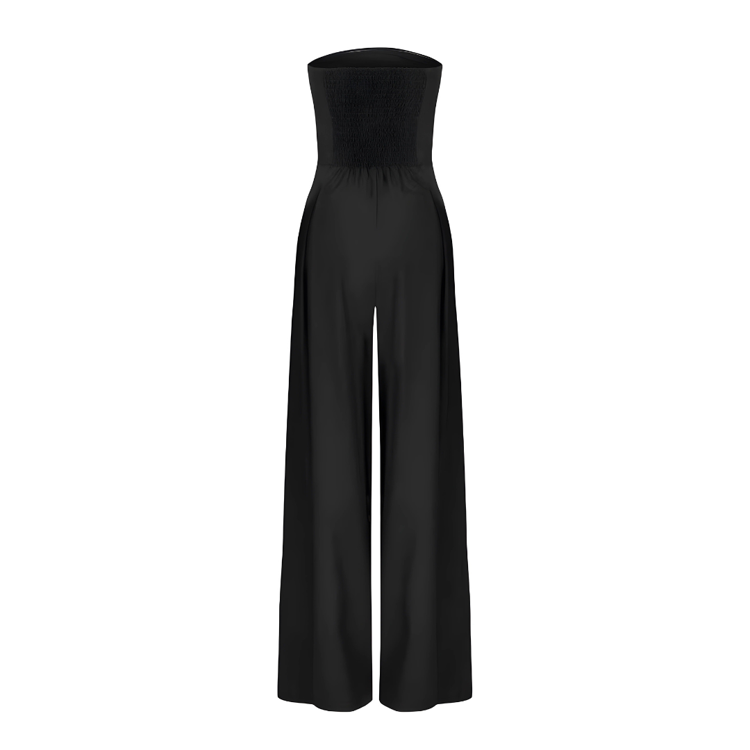 Strapless jumpsuit with corset effect