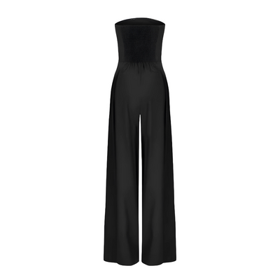 Strapless jumpsuit with corset effect