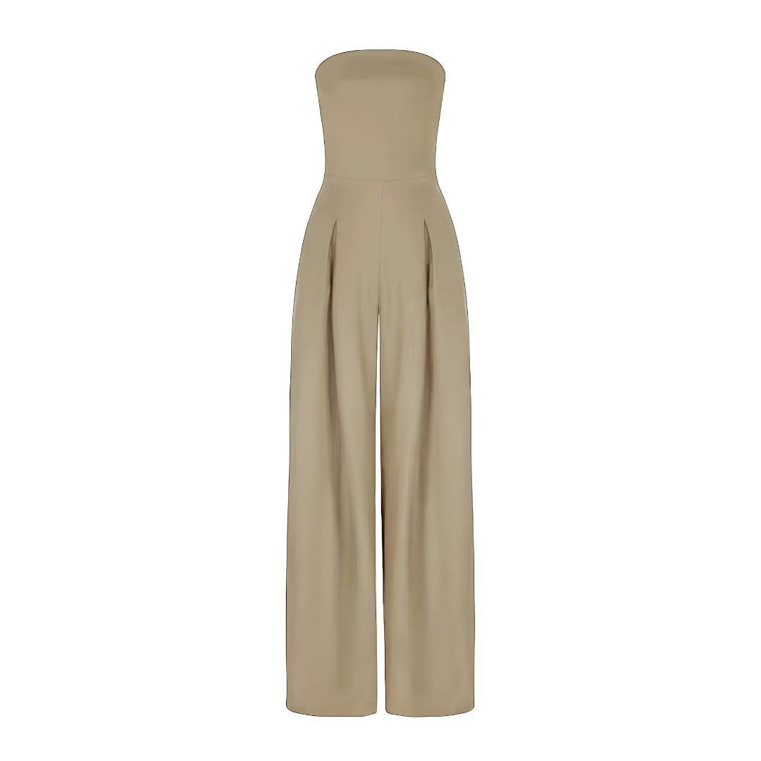 Strapless jumpsuit with corset effect