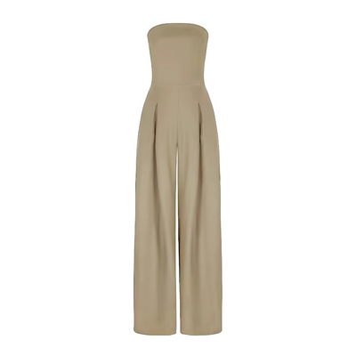 Strapless jumpsuit with corset effect