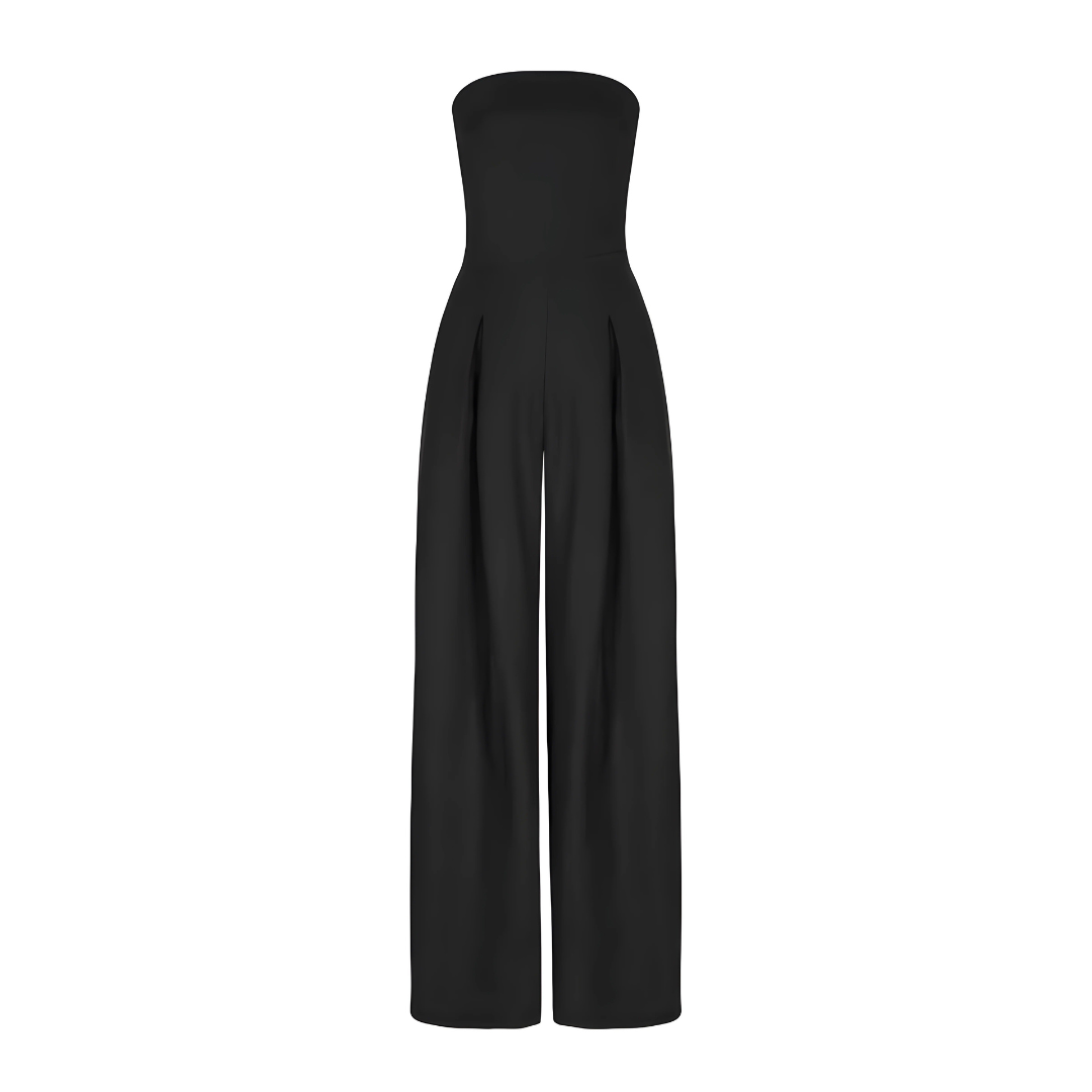 Strapless jumpsuit with corset effect