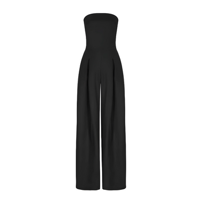 Strapless jumpsuit with corset effect