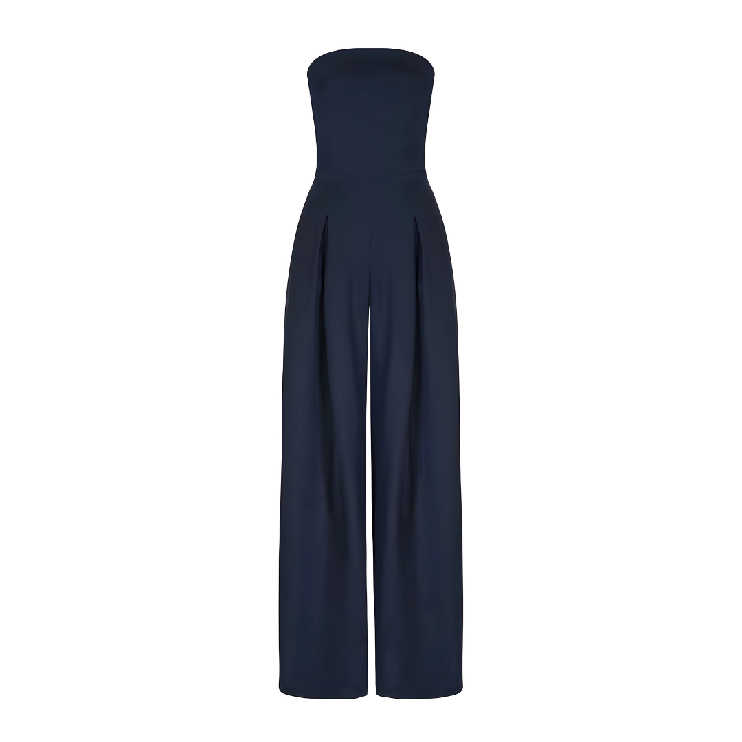 Strapless jumpsuit with corset effect