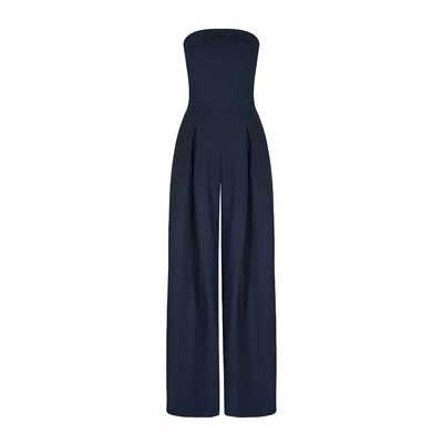 Strapless jumpsuit with corset effect