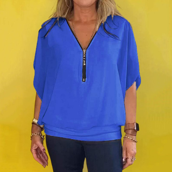 FREDERIKA - CHIFFON TOP WITH ZIPPER