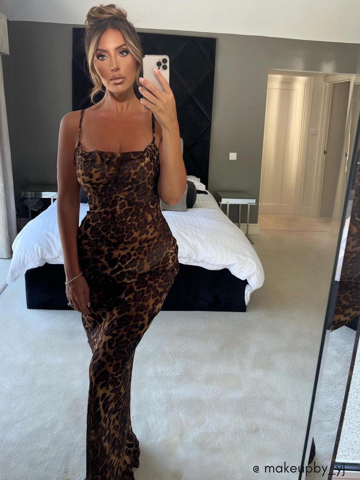 Nereida - Leopard print Spaghetti Maxi Dress