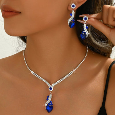 Isabella - Rhinestone Necklace and Earrings Set