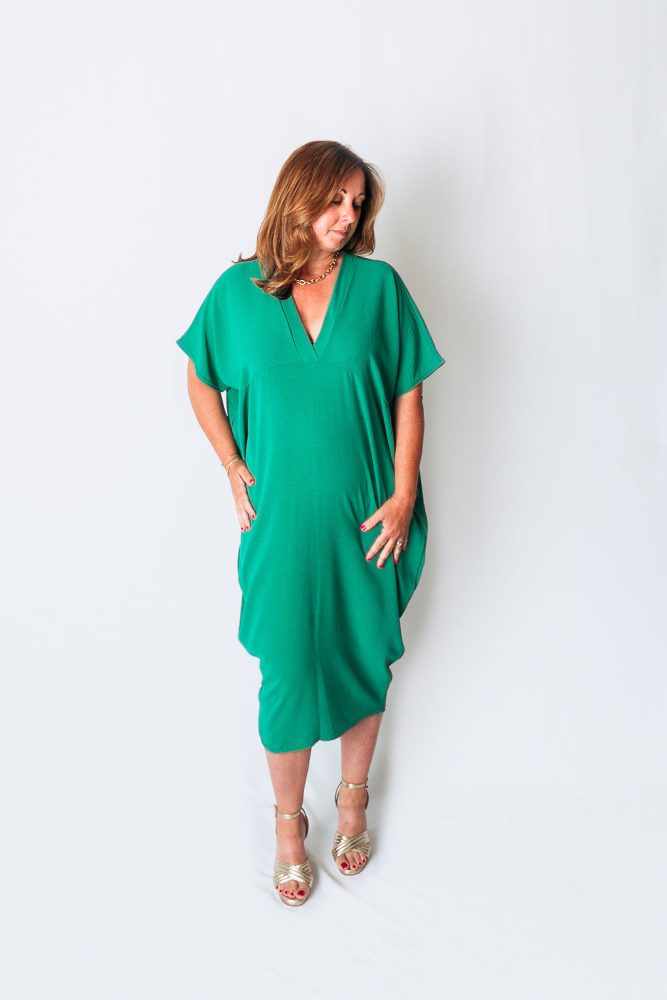 Caroline V Neck Narrow Hem Dress