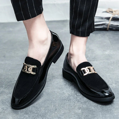 Spring Chic Metal Accent Slip-On Loafers: Unisex Luxury Dress Shoes