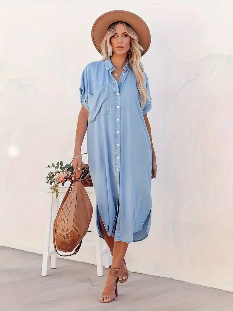 Samira-Shirt dress with fixed pockets