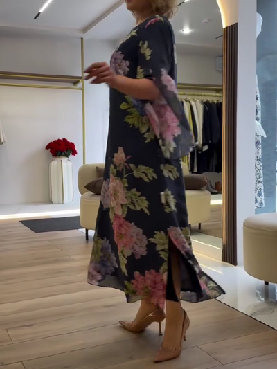 Unique Floral Print Maxi Dress
