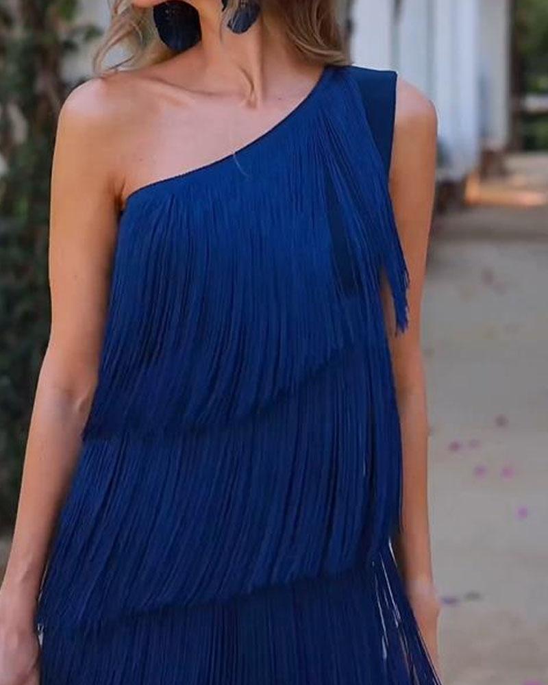 NALANI™ | OFF-SHOULDER FRINGE ELEGANCE DRESS