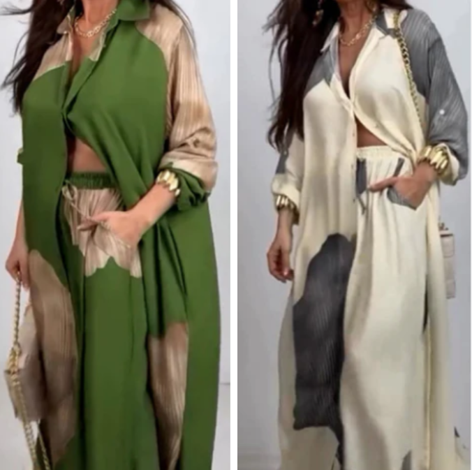 Set of long shirt and pants with drawstring