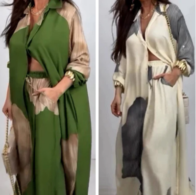 Set of long shirt and pants with drawstring
