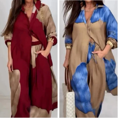 Set of long shirt and pants with drawstring