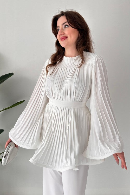 Jenna - Pleated Flared Top and Pants Set