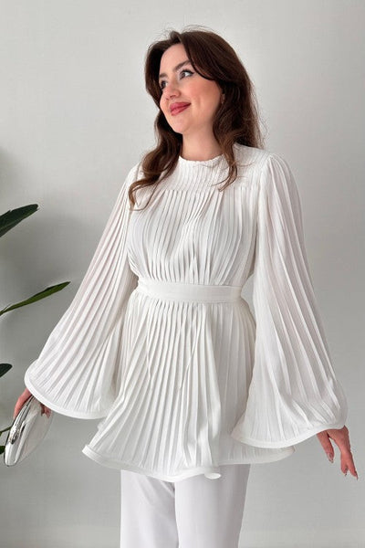 Jenna - Pleated Flared Top and Pants Set