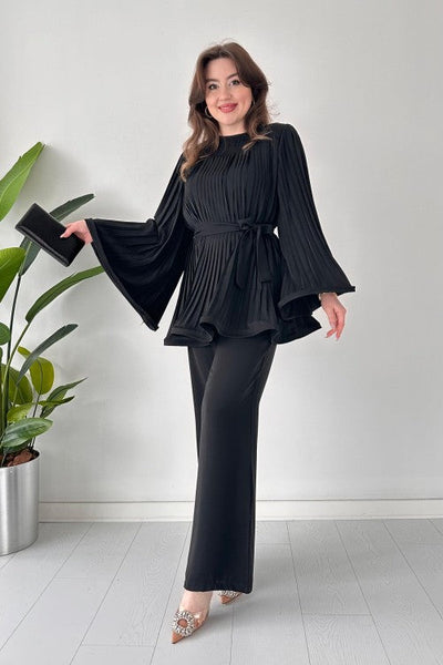 Jenna - Pleated Flared Top and Pants Set