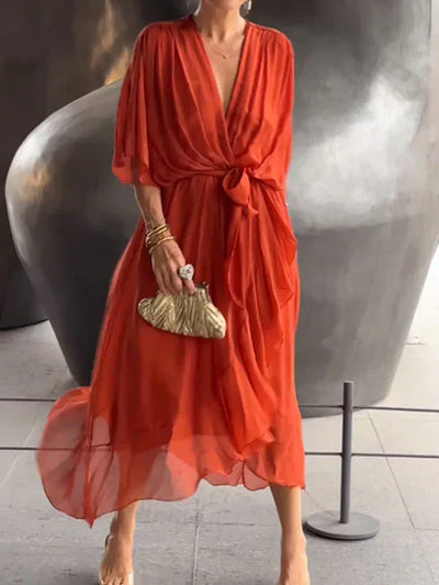 Monica - V-neck chiffon dress