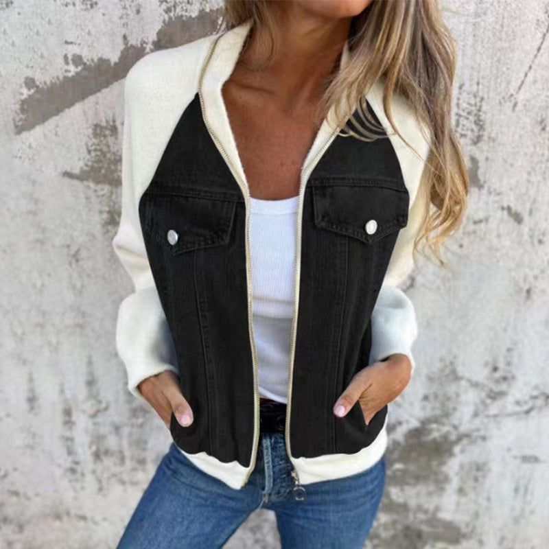 New fashionable creative denim splicing jacket for women