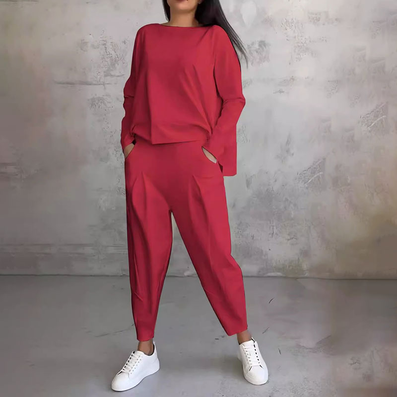 Cozy Crew Neck Long Sleeve Two-Piece Set