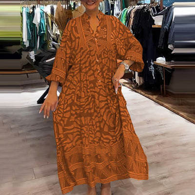 GISILA - LONG LOOSE DRESS WITH PATTERN