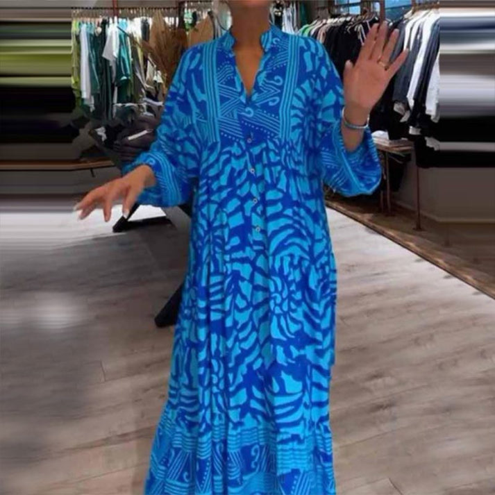 GISILA - LONG LOOSE DRESS WITH PATTERN