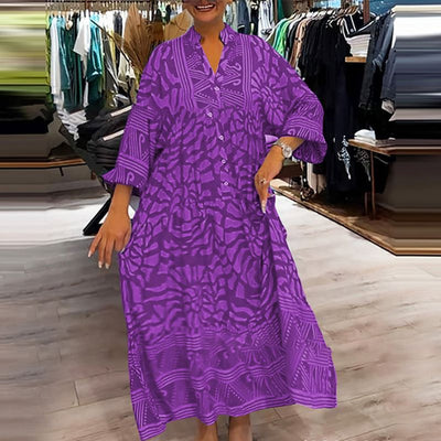 GISILA - LONG LOOSE DRESS WITH PATTERN