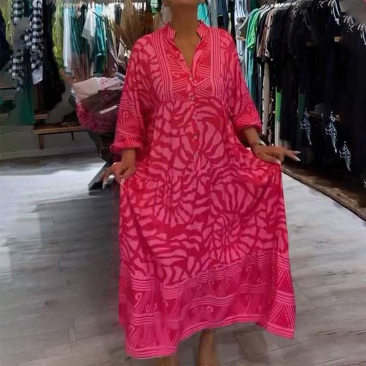 GISILA - LONG LOOSE DRESS WITH PATTERN