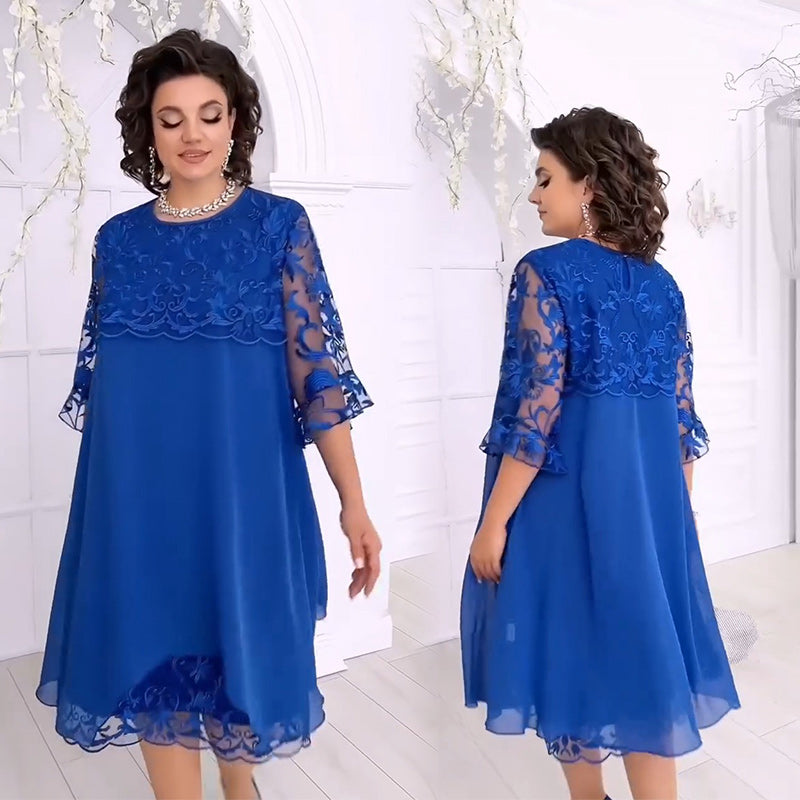 Transparent wind layered lace dress
