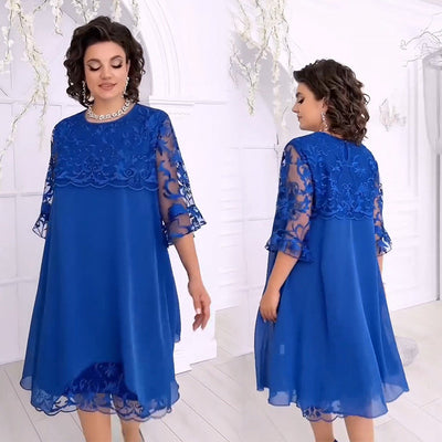 Transparent wind layered lace dress