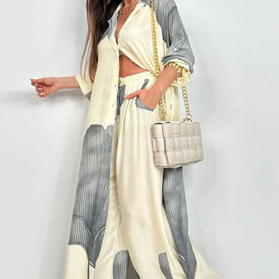 Set of long shirt and pants with drawstring