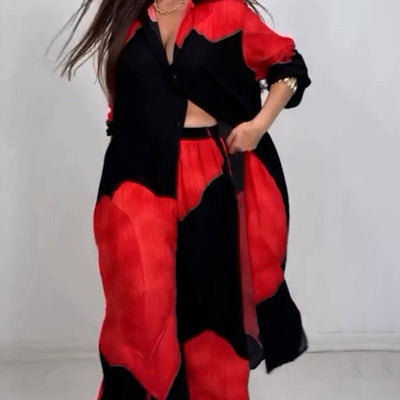Set of long shirt and pants with drawstring