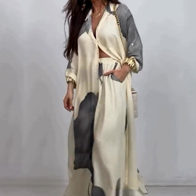 Set of long shirt and pants with drawstring