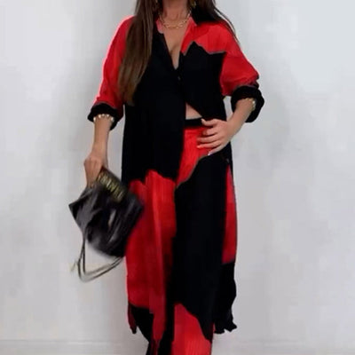 Set of long shirt and pants with drawstring