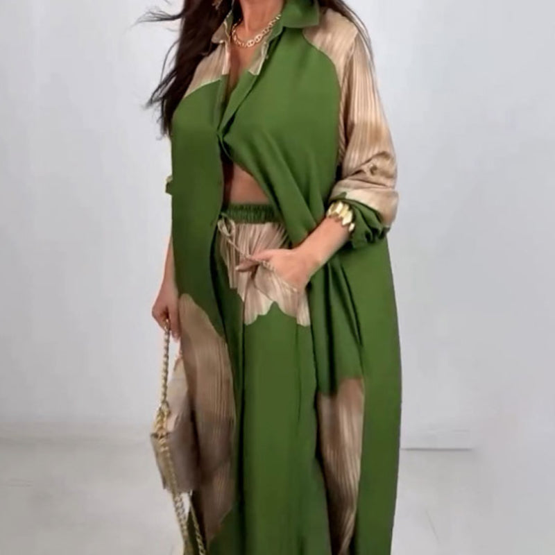 Set of long shirt and pants with drawstring