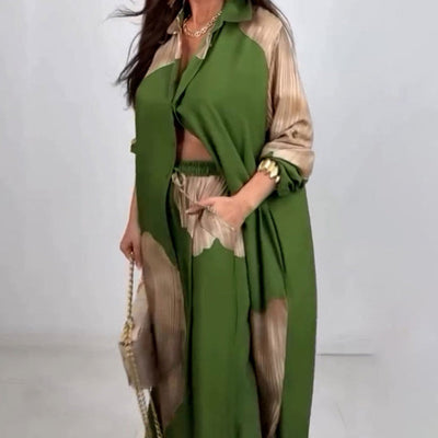 Set of long shirt and pants with drawstring