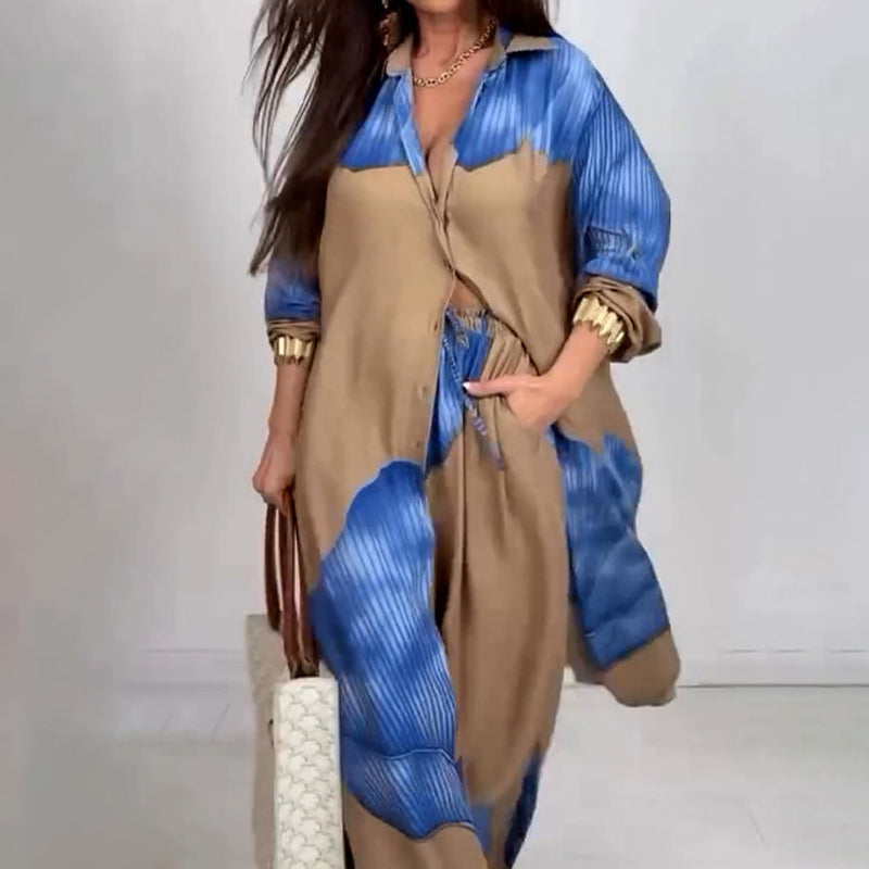 Set of long shirt and pants with drawstring