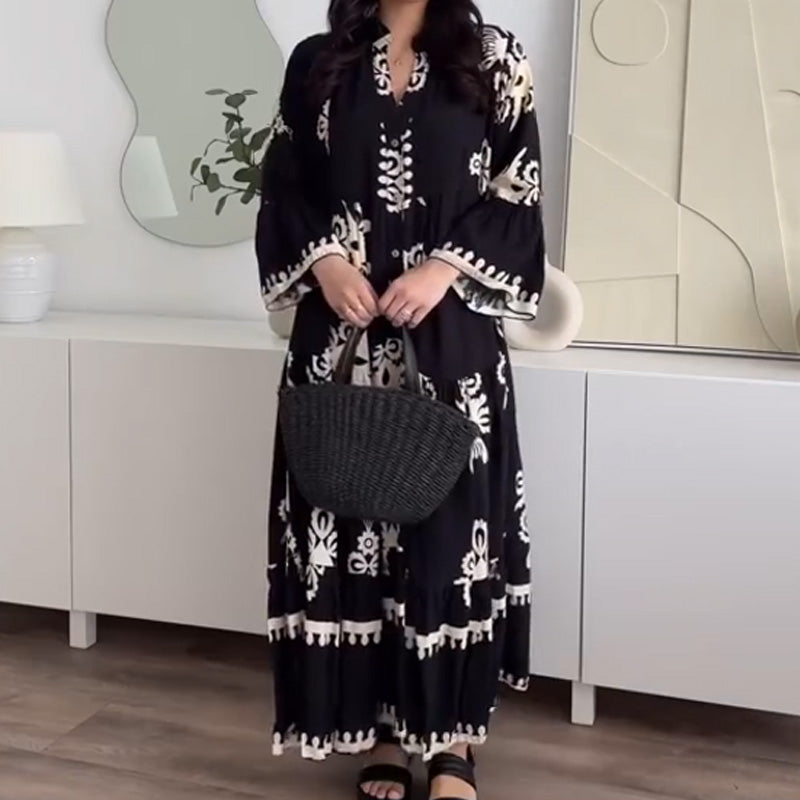 Women's Loose Fit Ruffle Hem Breathable Linen Midi Dress